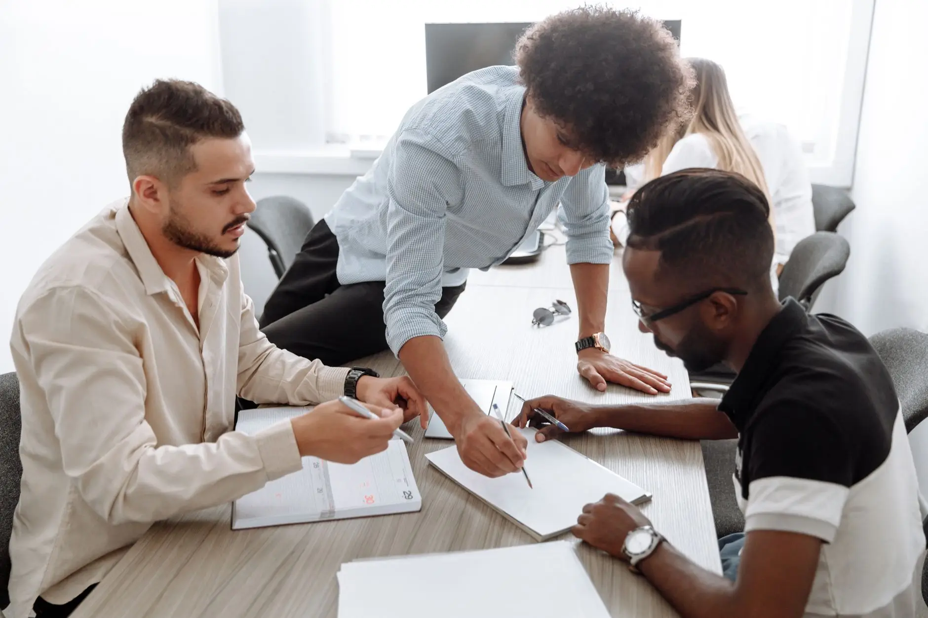 A small team working together in an office